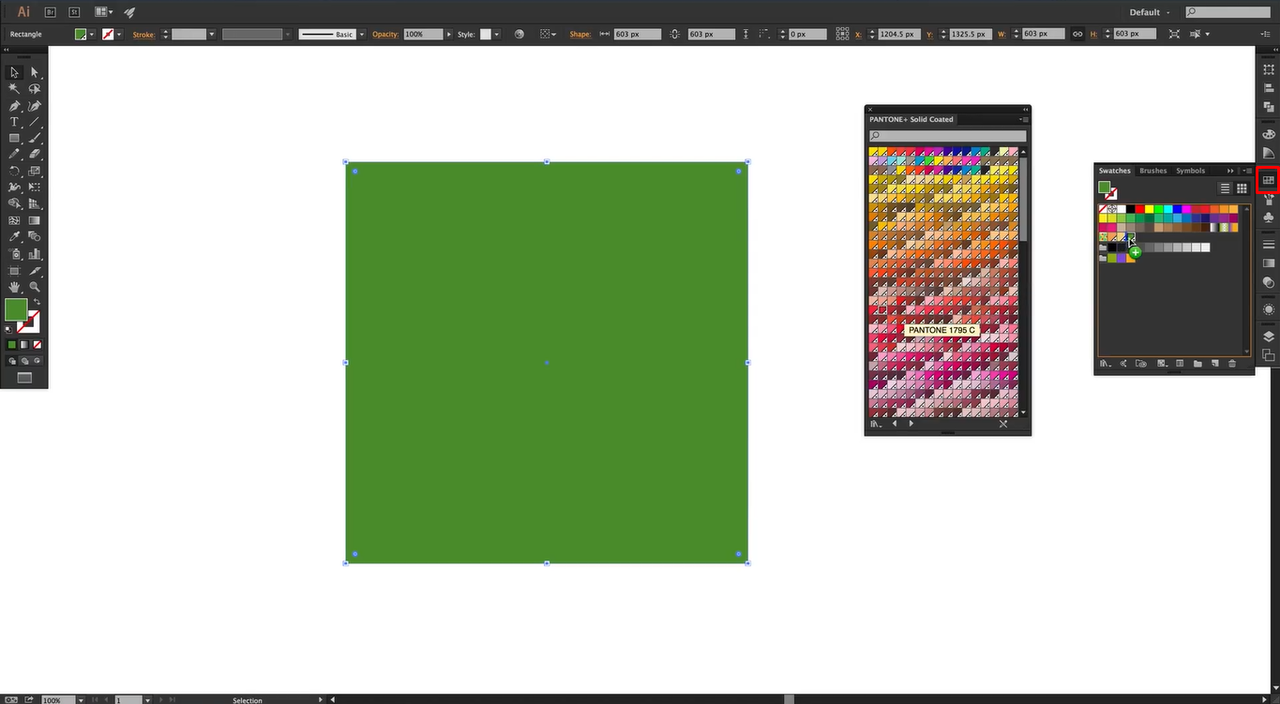 Image showing how to use Pentone color swatches in designing software