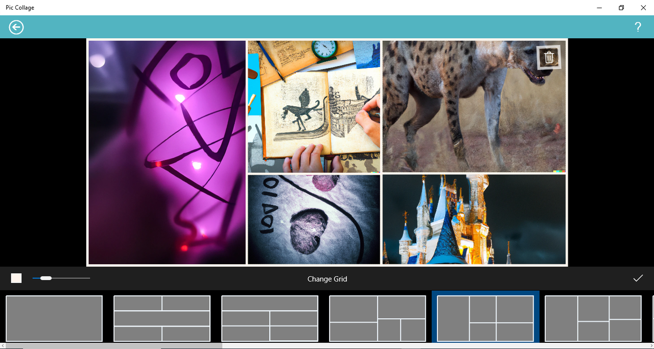 Interface of the Pic Collage - a free collage maker for PC