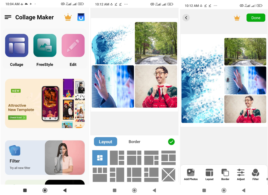 Interface of Fotor app - the reliable photo collage maker for free