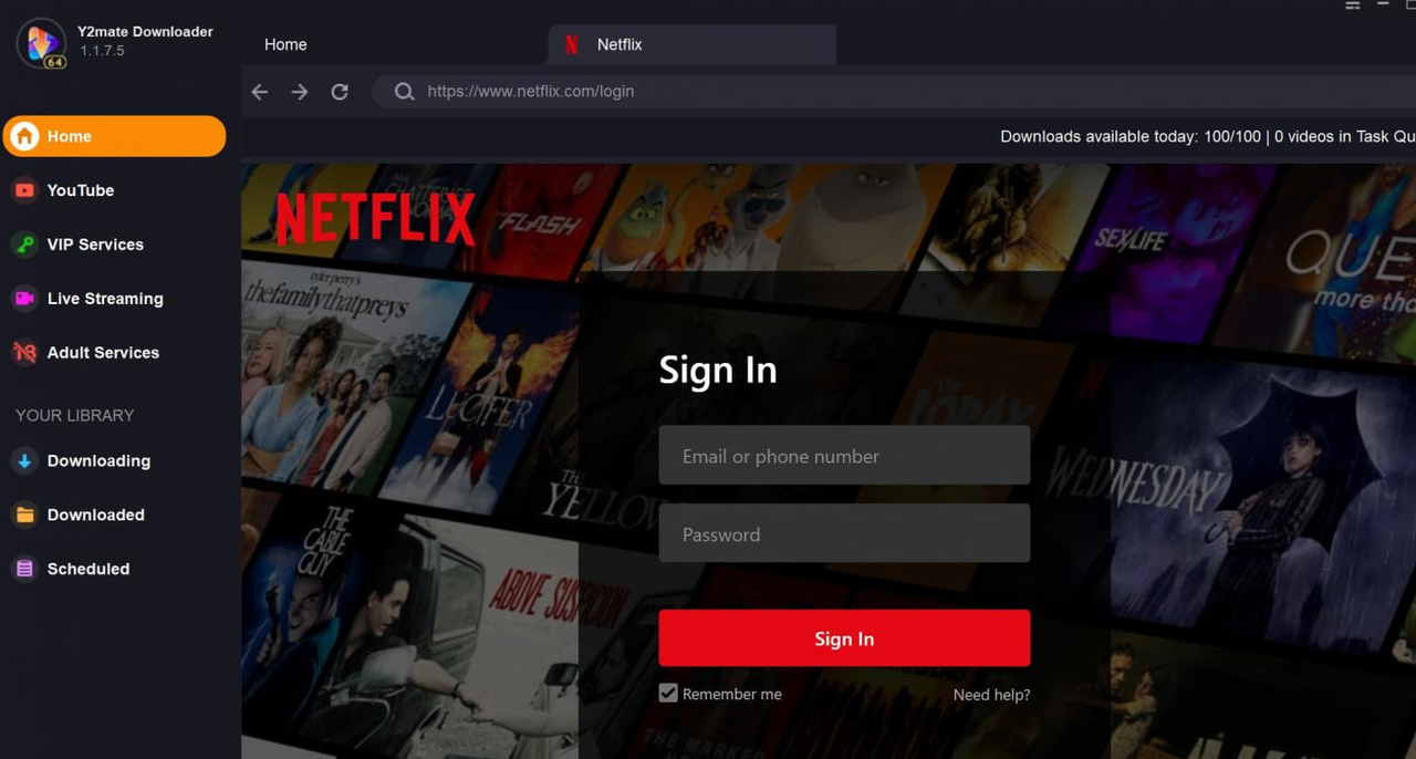 Interface of Y2Mate Netflix Downloader - the best way to download Netflix subtitles