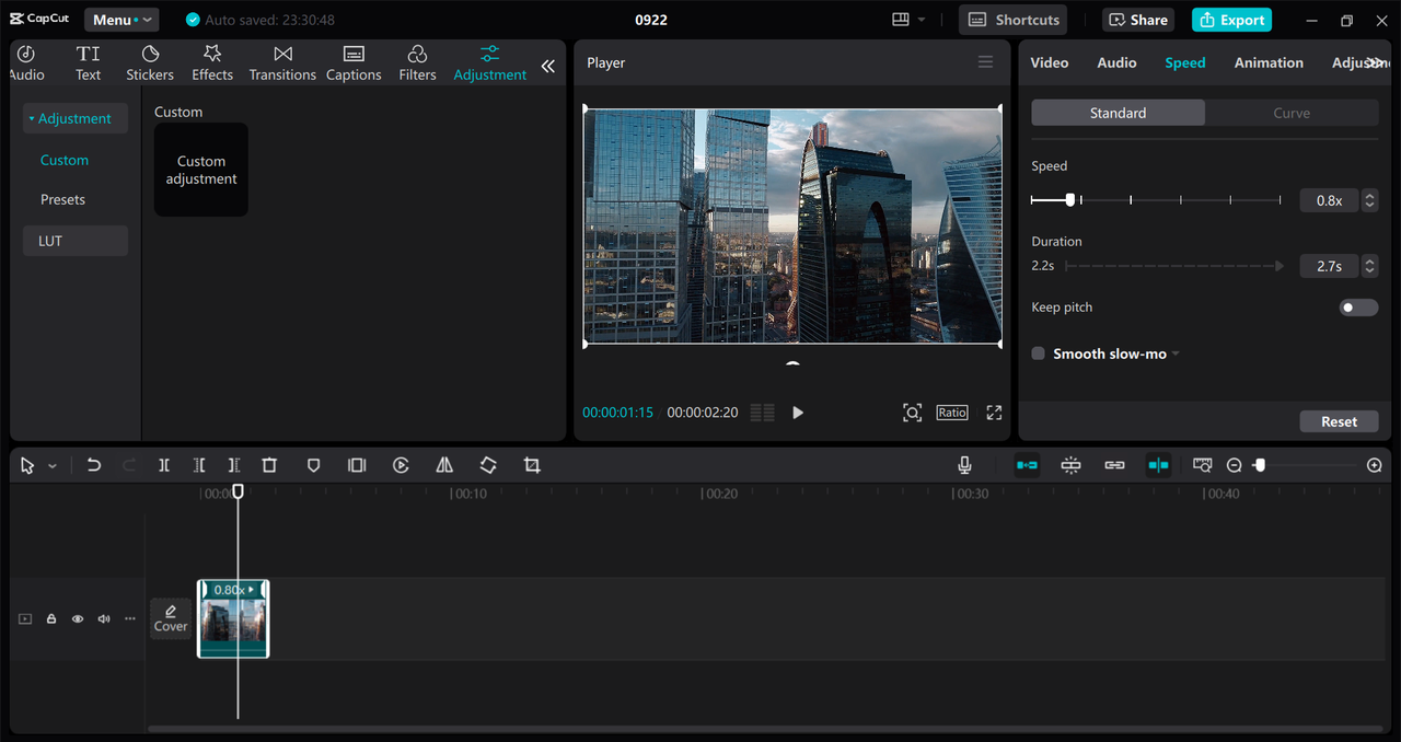 Interface of the CapCut desktop video editor - the best way to customize YouTube videos