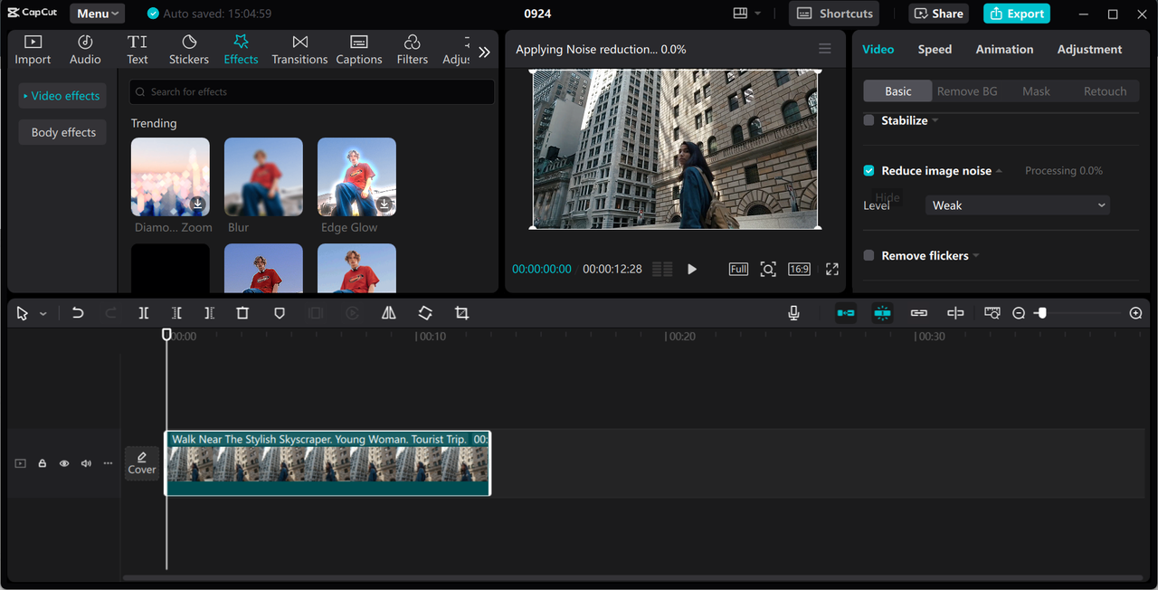 Editng interface of CapCut desktop video editor - a professional tool to enhance videos