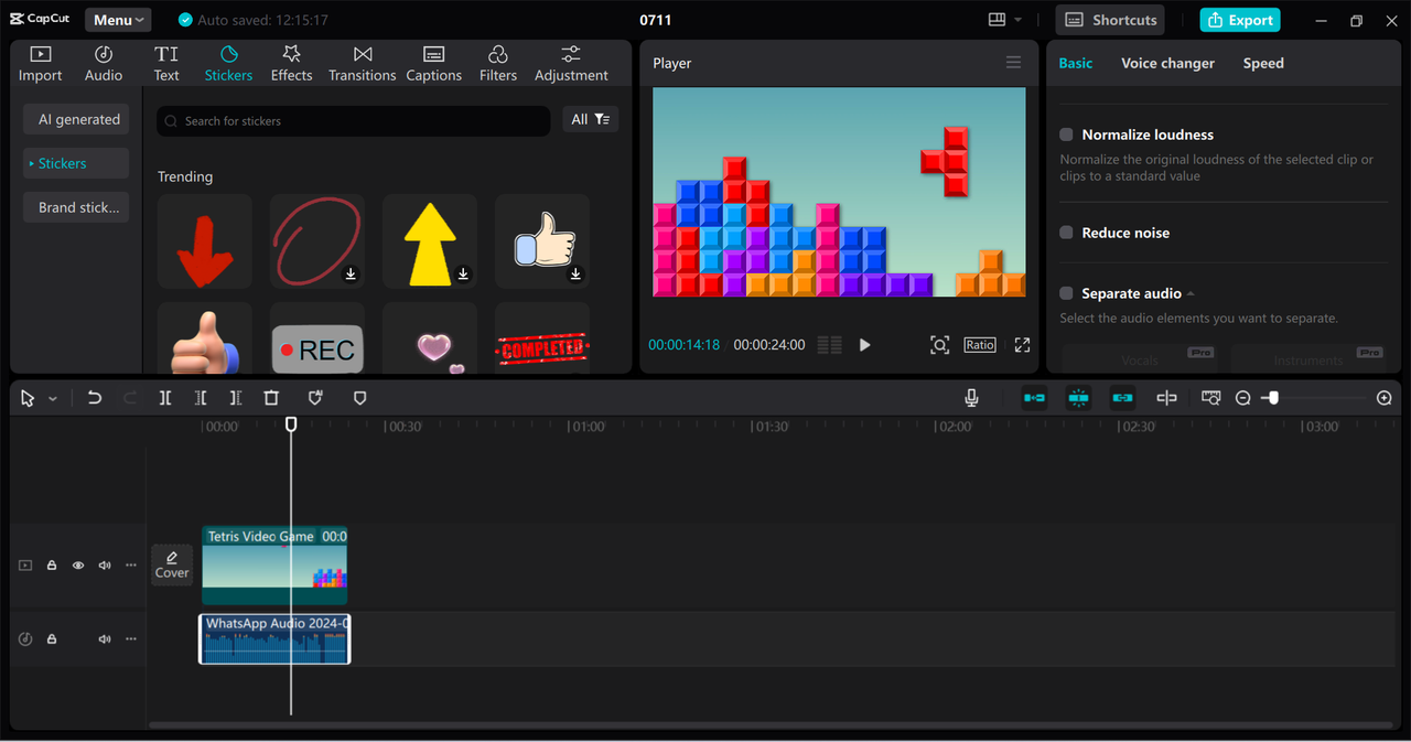 Interface of the CapCut desktop video editor - the reliable tool to compress video for YouTube without losing quality