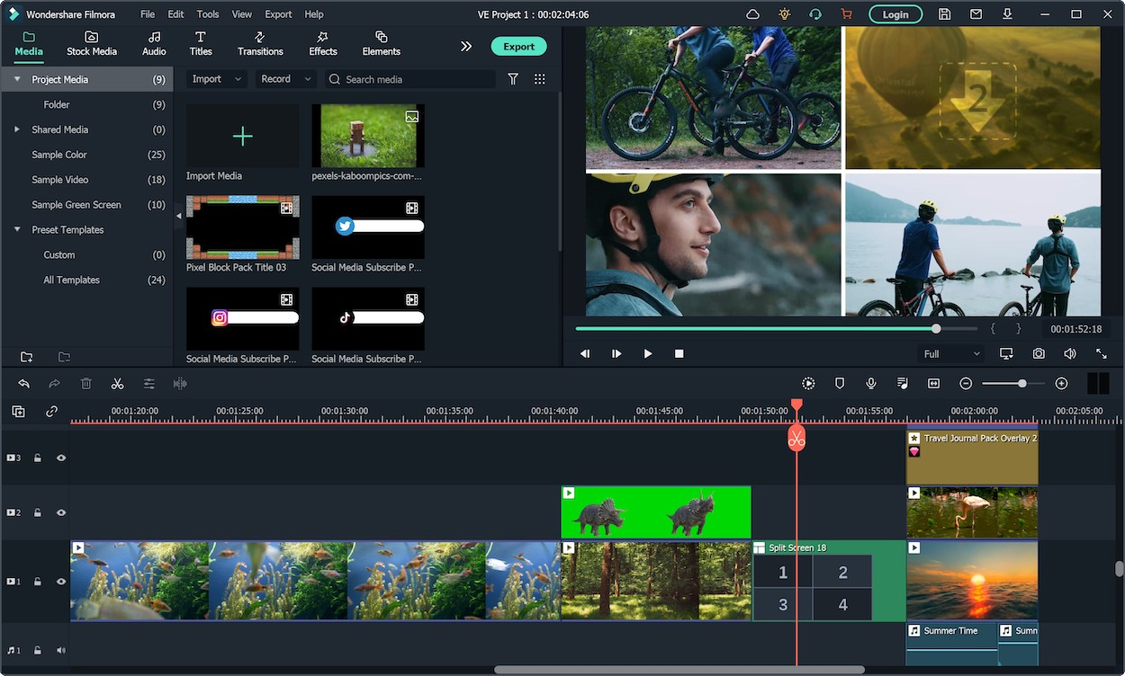 Interface of Filmora desktop video editor showcasing best-in-class editing tools