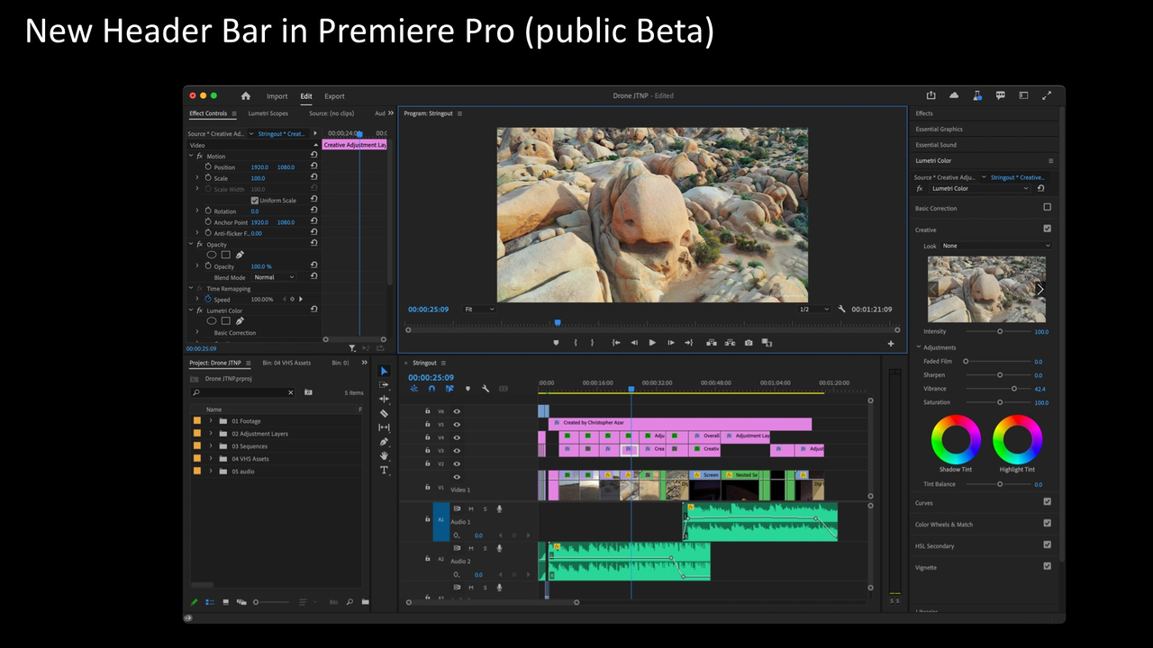 Interface of Adobe Premiere - the best tool for professional video editing 