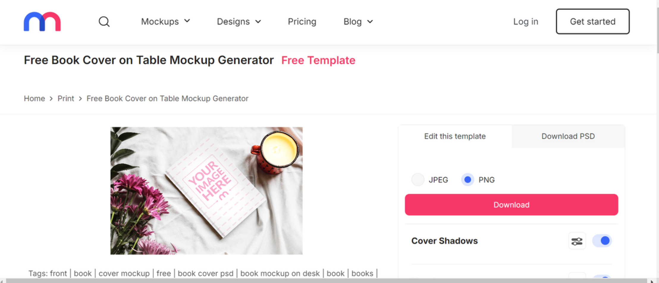 Mediamodifier's free book cover mockup generator