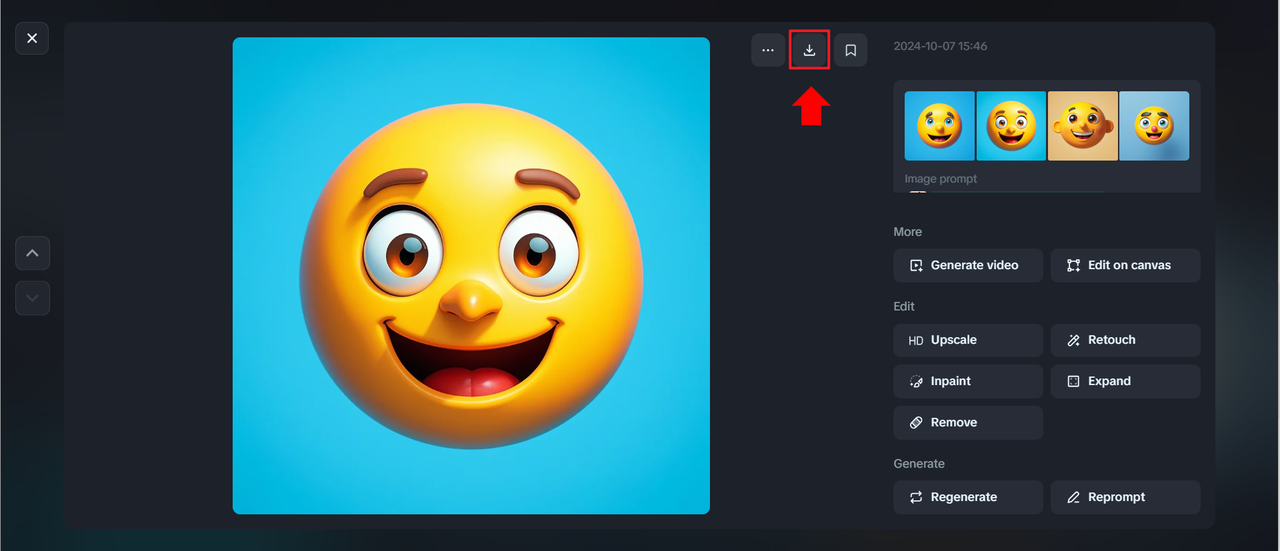 Click the download icon to save the emoji