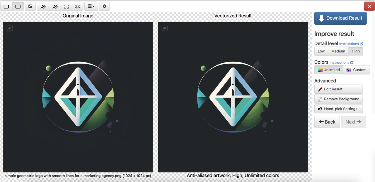 Adjust vector image setting details