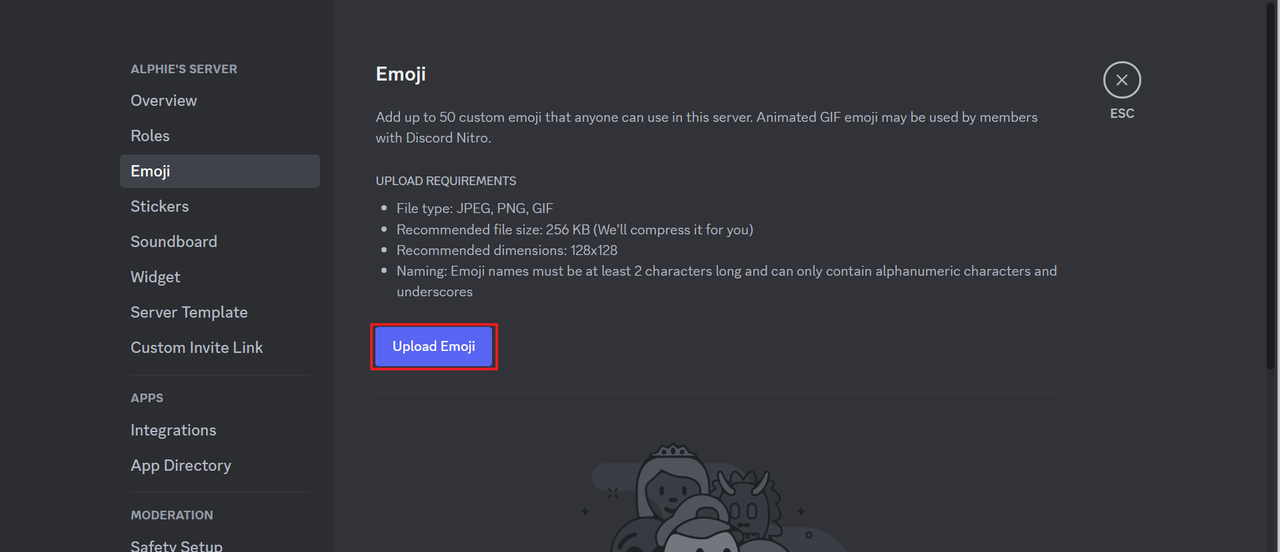 Upload your custom emoji