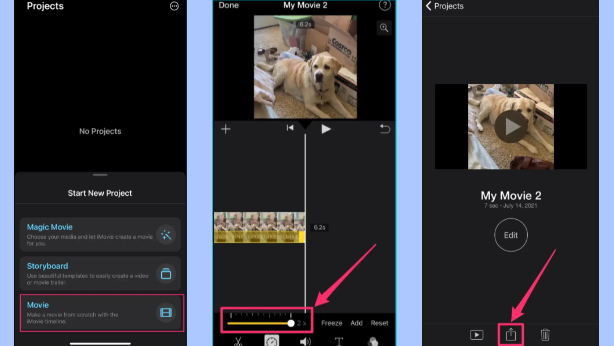 Fast-forward video in iMovie for iPhone