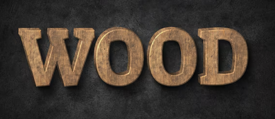 3D wood text effect