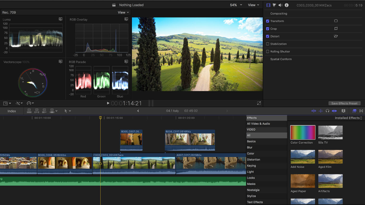 Interface of FCP showing iPad final cut pro review