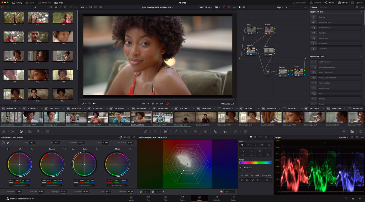 Interface of DaVinci Resolve free version review - a high-performance video editor 