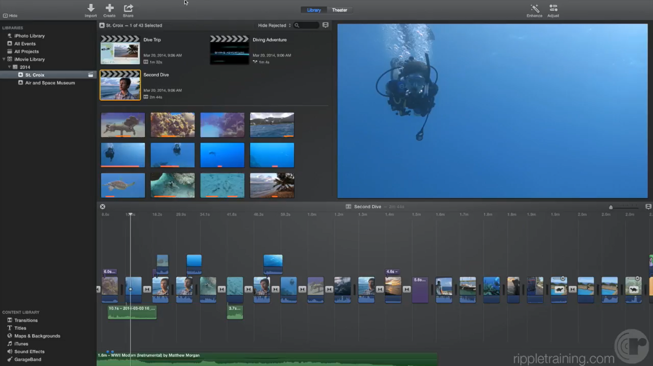 Interface for iMovie - a perfect tool for video editing