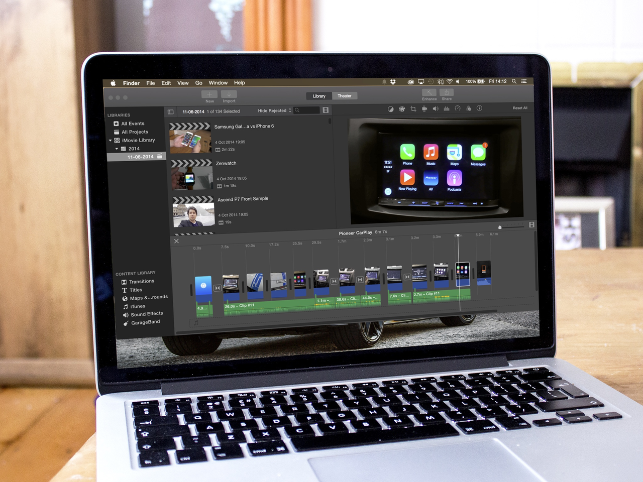 iMovie interface showing iMovie Mac review