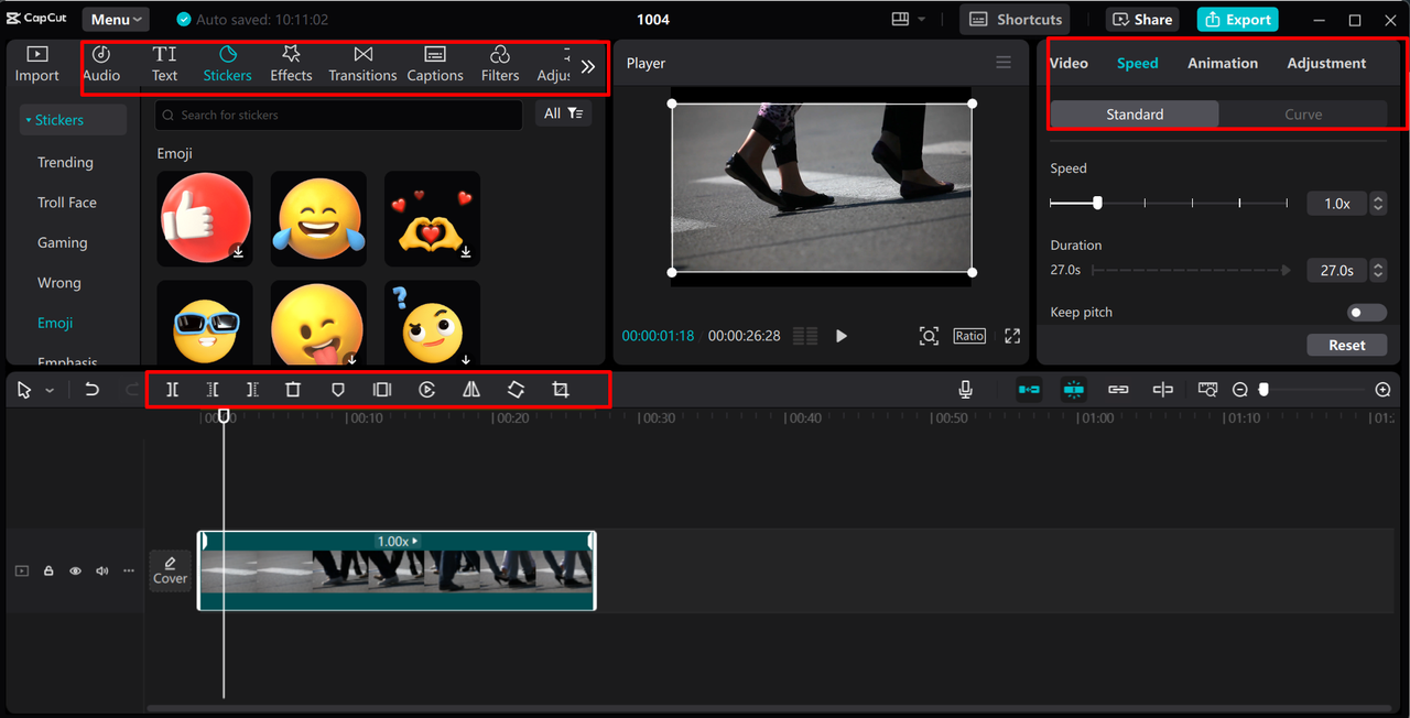 Rearrange and fine-tune video in the CapCut desktop video editor 