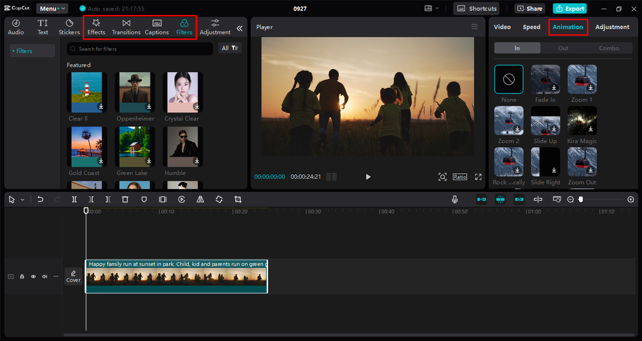 Editing interface of the CapCut desktop video editor - a perfect tool to enhance videos