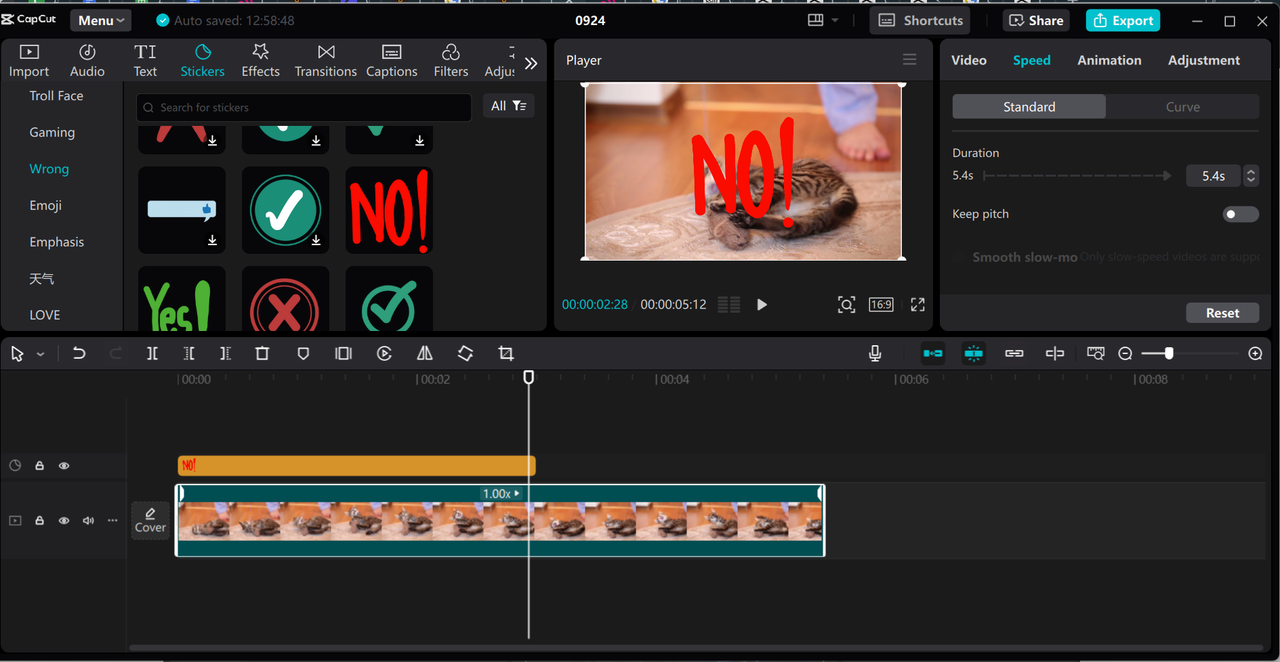 Editing interface of CapCut desktop video editor - a perfect tool to enhance videos