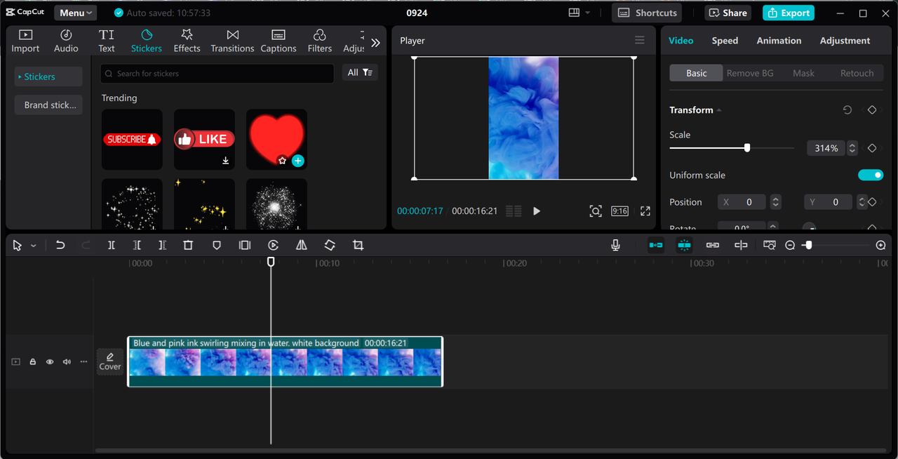 Editing interface of CapCut desktop video editor - a perfect tool to reduce video file size