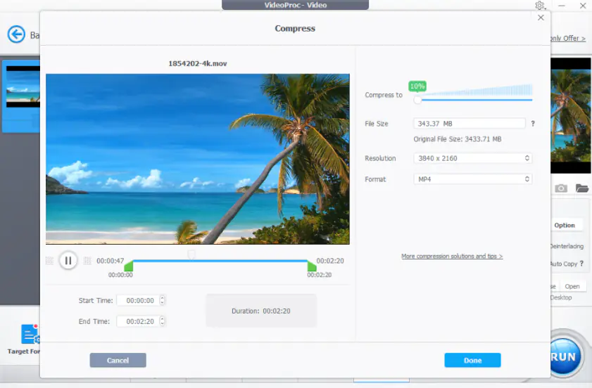 VideoProc Converter AI compresses files for sharing on Twitter