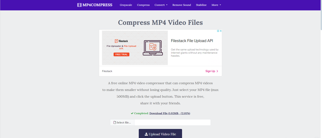  MP4Compress allows users to compress MP4 videos