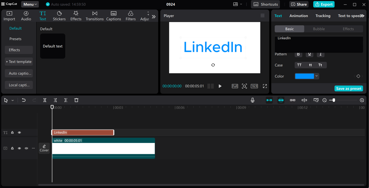 Interface of the CapCut desktop video editor - the best tool to create and optimize LinkedIn video size