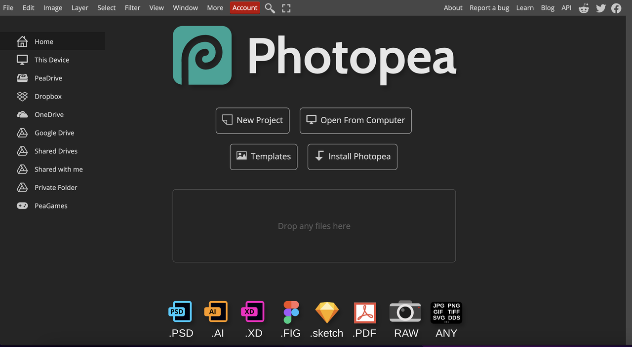 Import image to Photopea