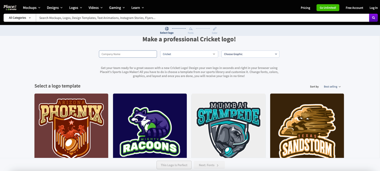 Placeit: free cricket logo creator