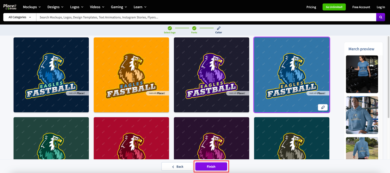 Edit the colors of the football team logo design  