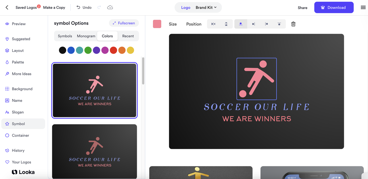 Looka free soccer logo maker