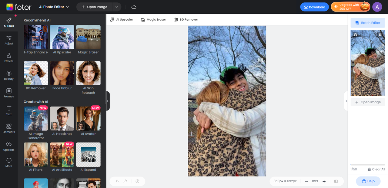 use Fotor to remove Instagram watermarks online