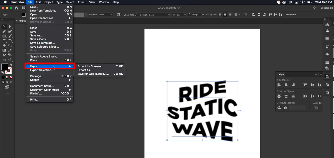 Exporting the curved text in InDesign