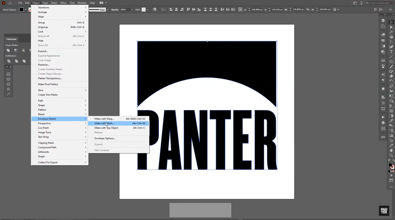 Showing how to bend text in Adobe Illustrator with envelope distort