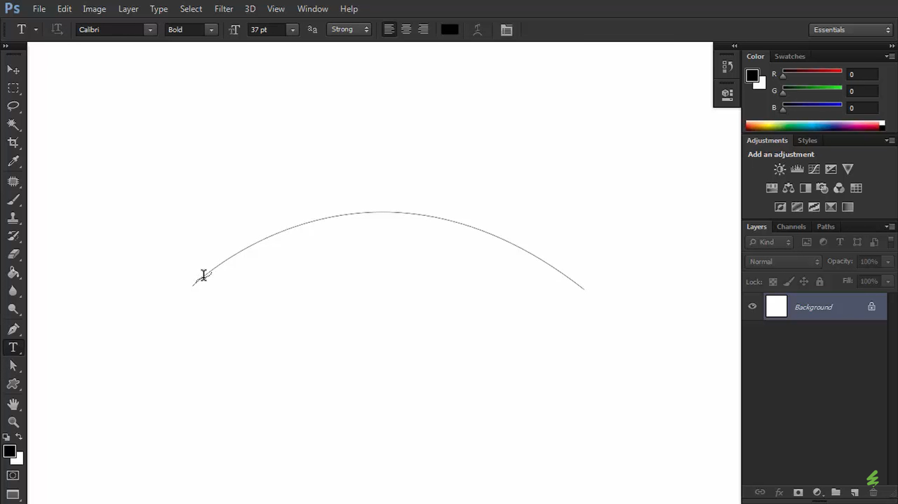 Drawing a curve path for text in Photoshop