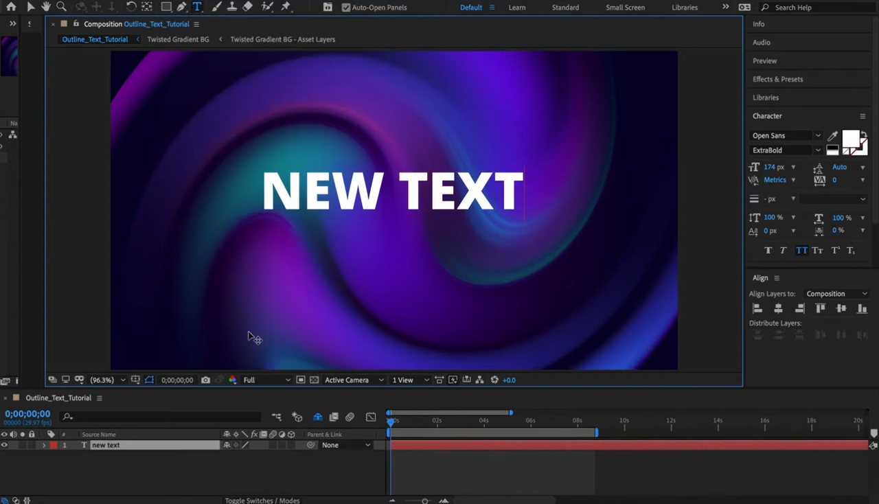 Adding text in After Effects for creating an outline