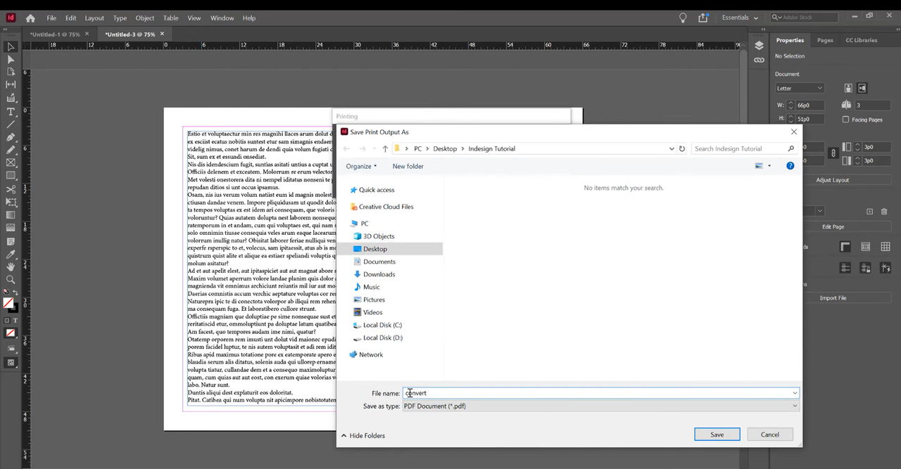 Exporting outline from the InDesign in PDF format