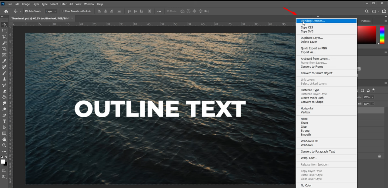  Image showing how to outline a font in Photoshop