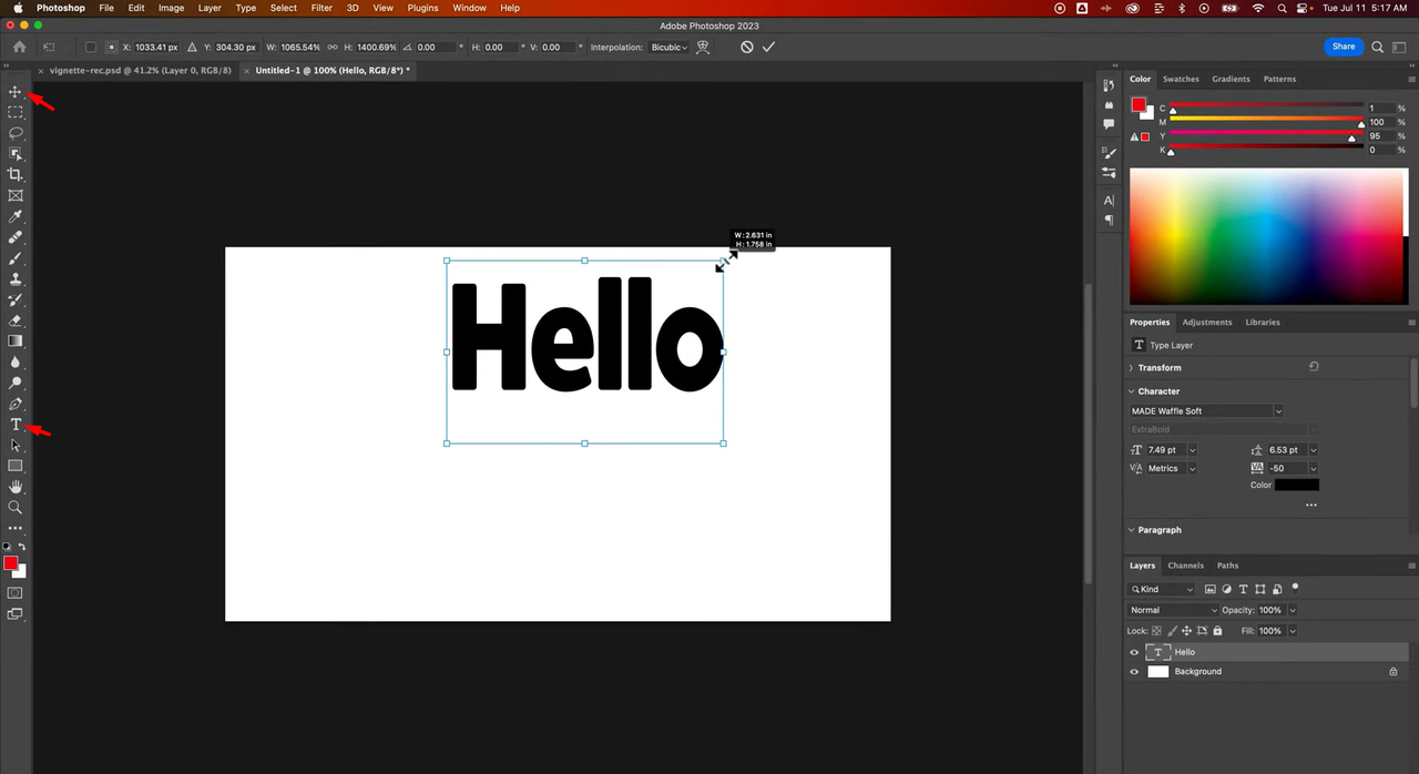 Adding text to apply strokes in Photoshop