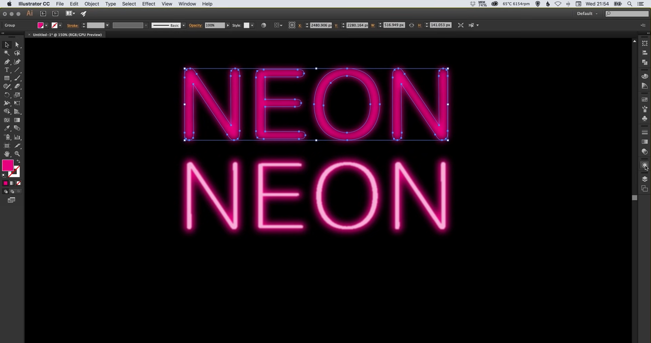 Duplicating neon text in Illustrator