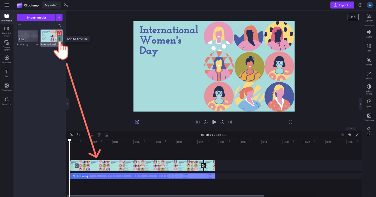 Importing a video into Clipchamp