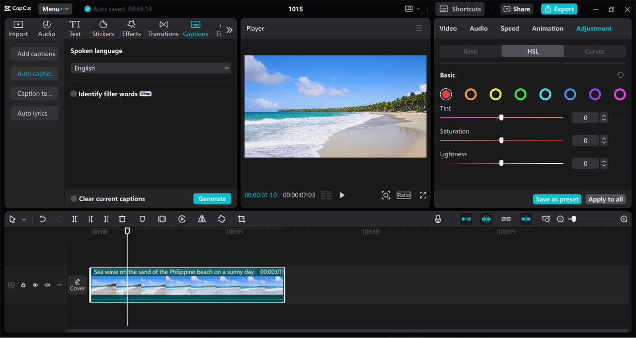 Interface of the CapCut desktop video editor - an easy way to edit videos on a PC