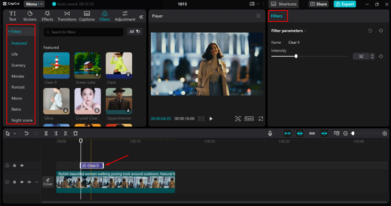 Refining and editing a video using the CapCut desktop video editor