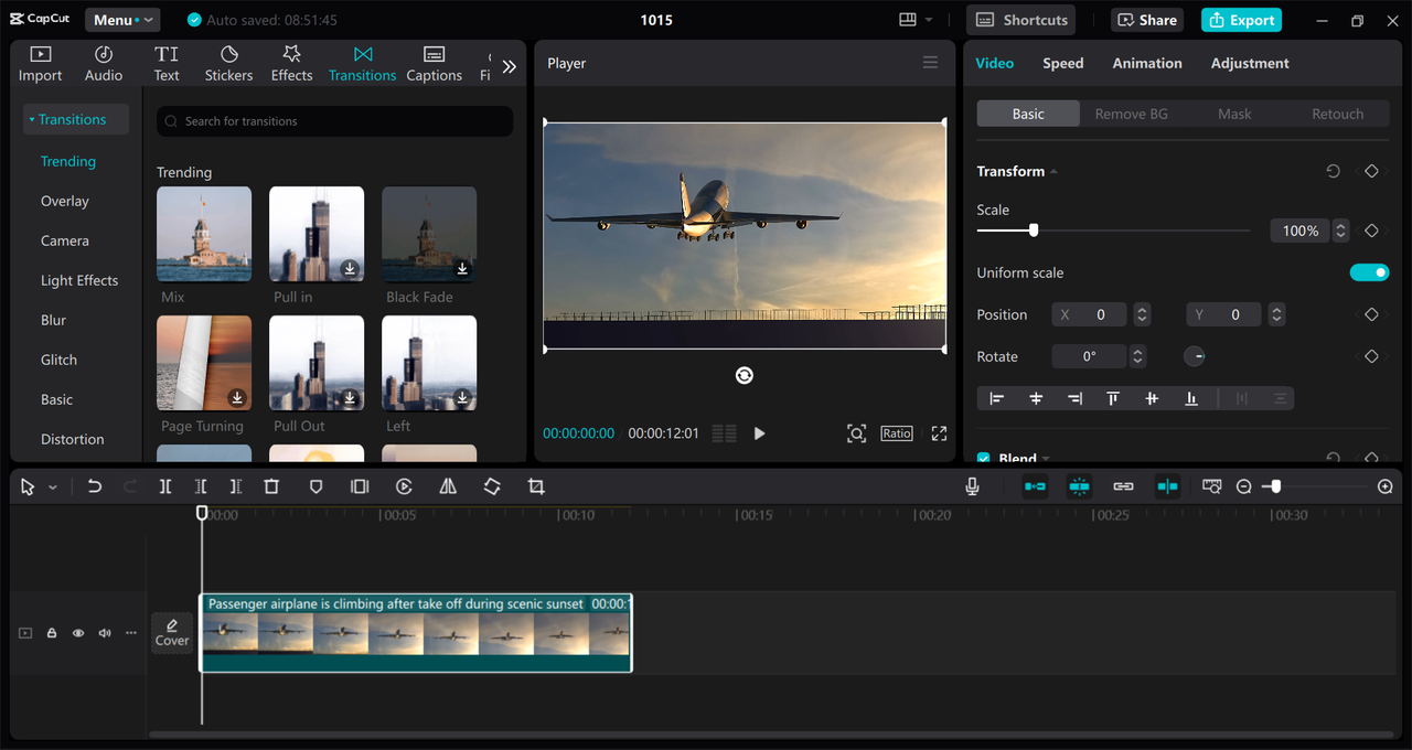 Interface of the CapCut desktop video editor - an alternative to the iMovie editor for Windows