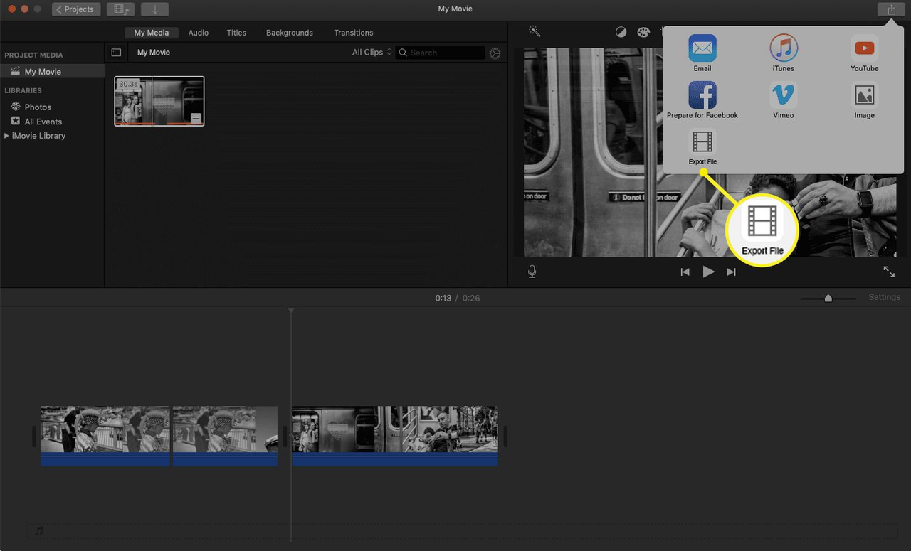  iMovie tutorial for beginners showing how to export a video 