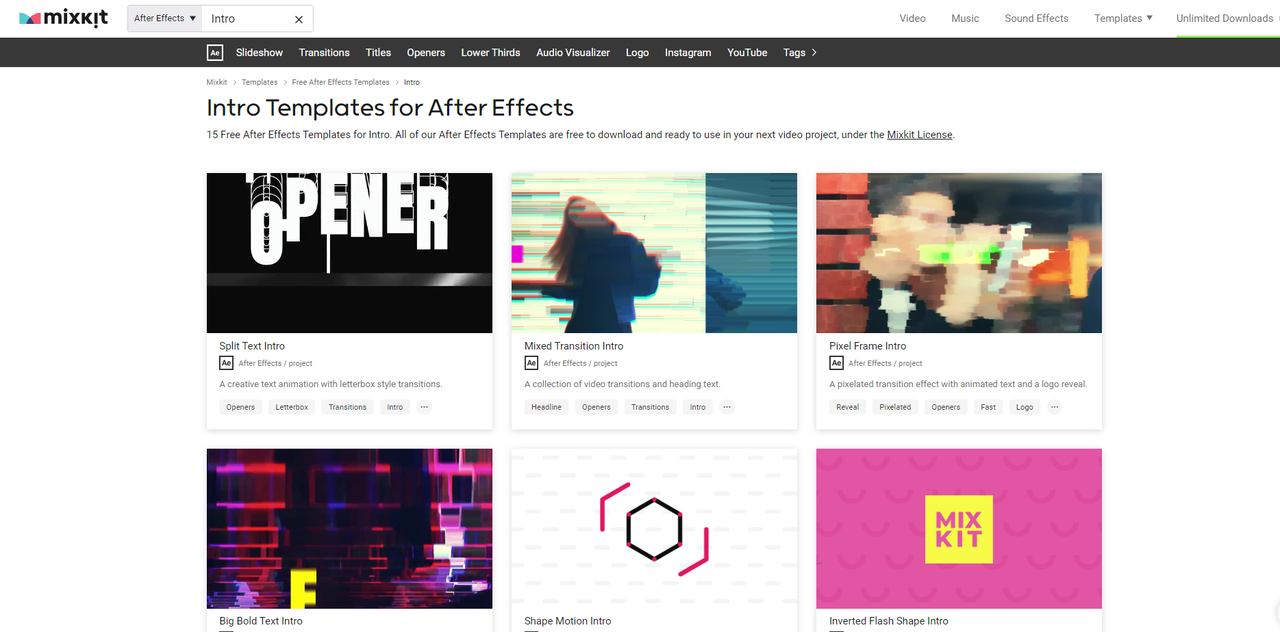 Mixkit offers a range of artist-created After Effects templates