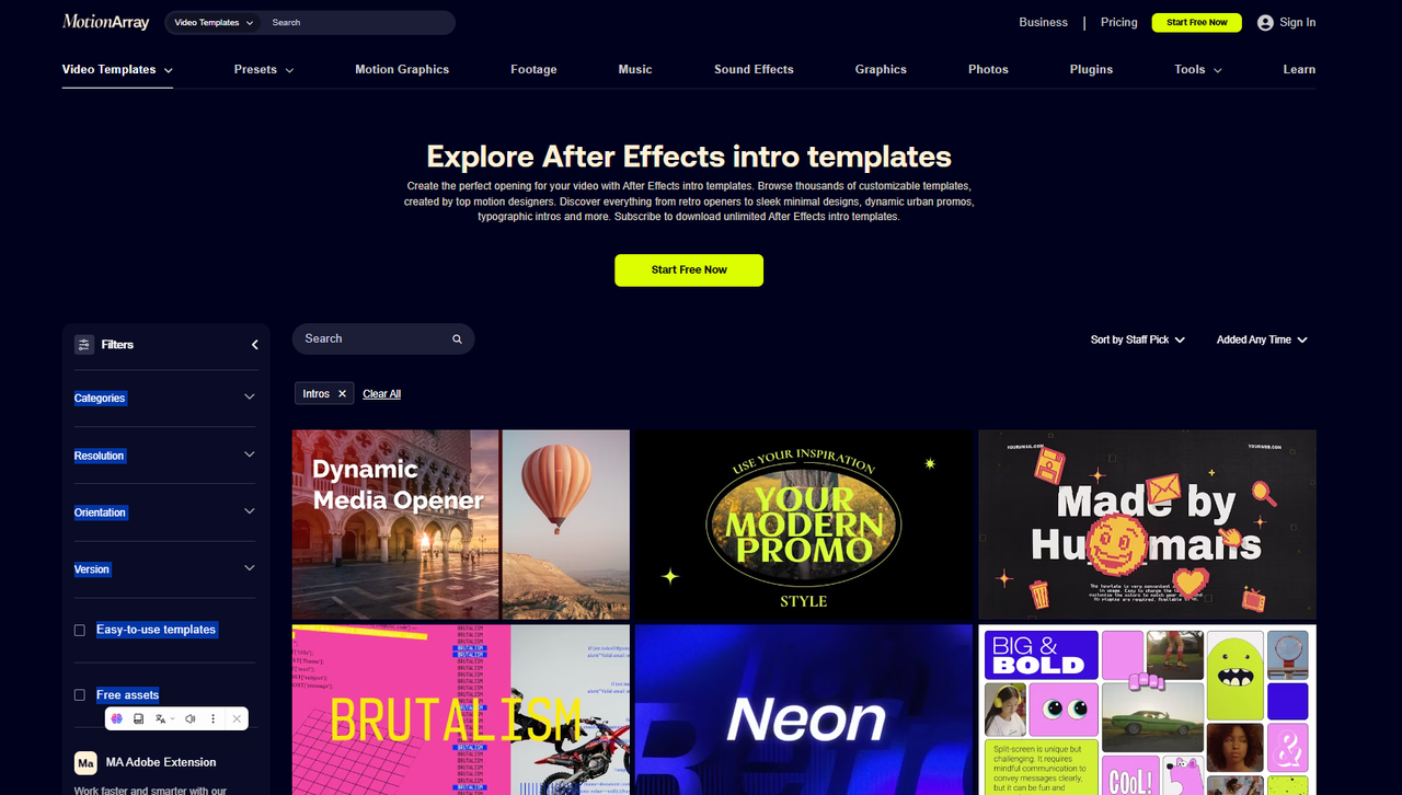 MotionArray provides access to thousands of customizable After Effects intro templates