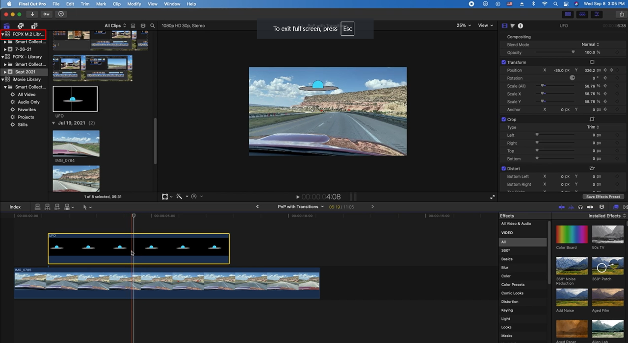 FCPX adds a keyframe to your video clip