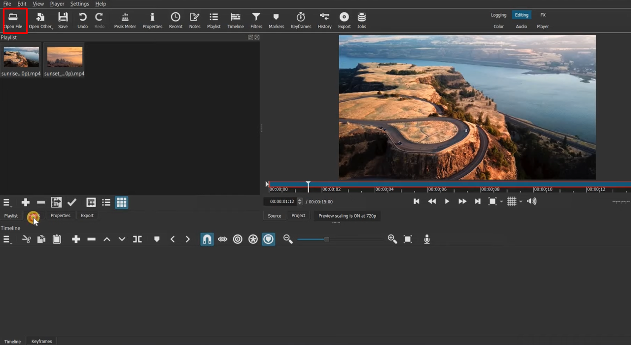 Shotcut tutorial showing how to import media 