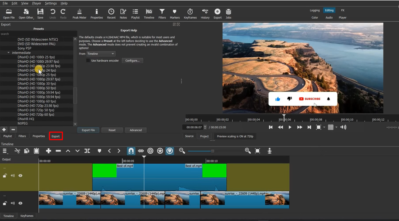 Exporting video from the Shotcut desktop app