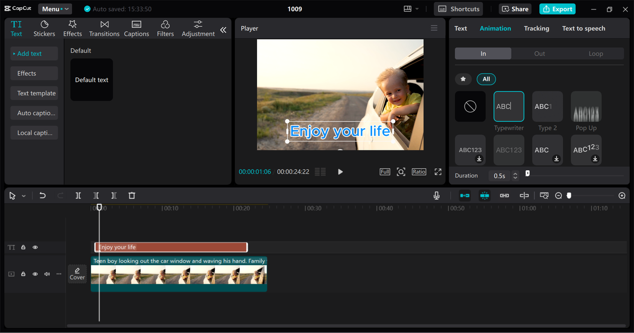 Editing interface of the CapCut desktop video editor - a perfect tool to enhance videos